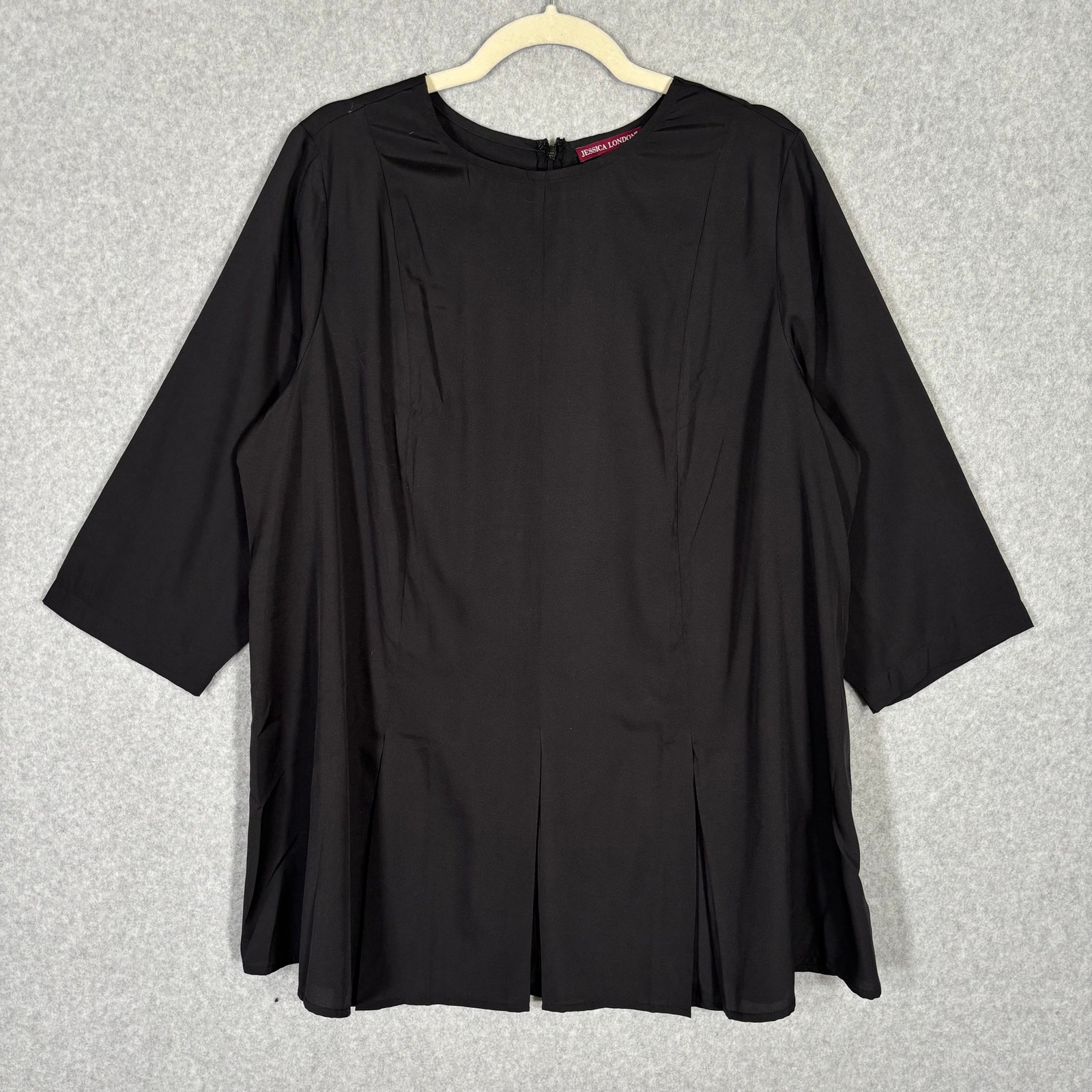Jessica London Blouse Womens 20 Black Tunic Pleated Lagenlook Witchy Capsule